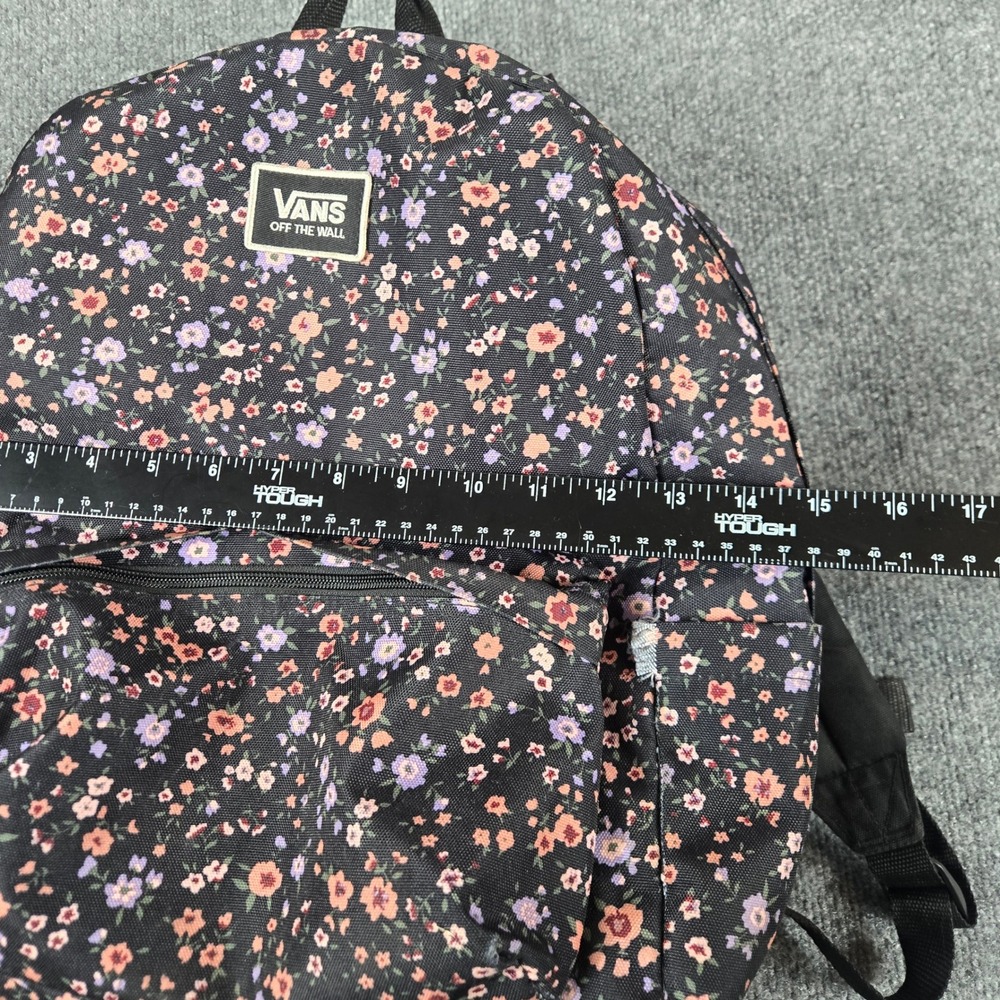 Vans Realm Backpack Unisex OS Black Good Floral Print Canvas School Bag (FOOS)